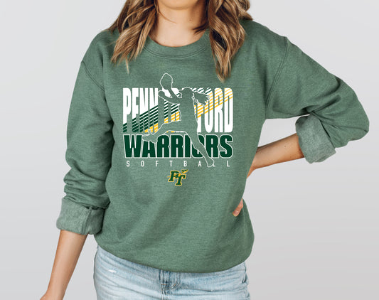 PT Softball Silhouette - Adult Crew Sweatshirt