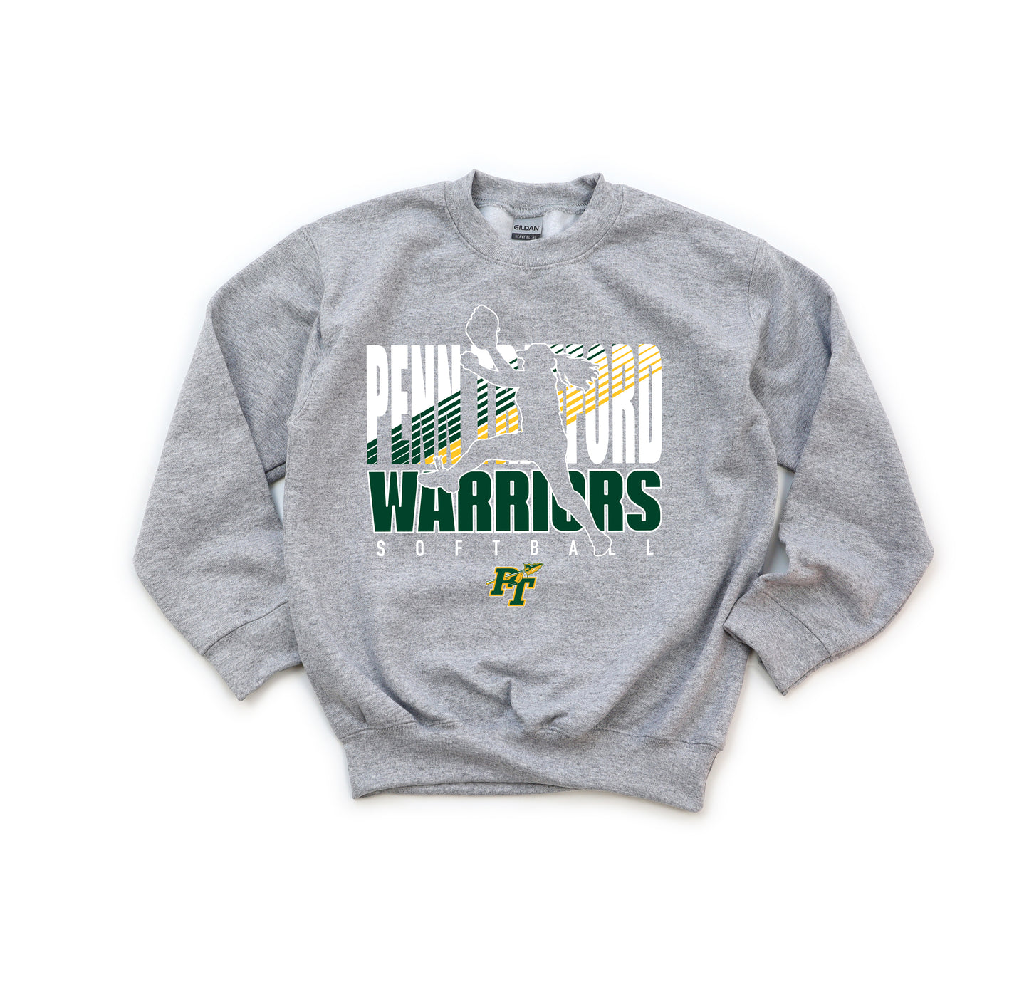 PT Softball Silhouette - Youth Crew Sweatshirt