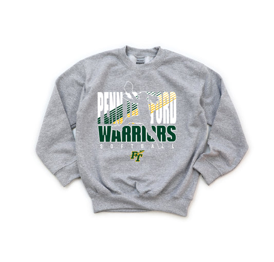 PT Softball Silhouette - Youth Crew Sweatshirt