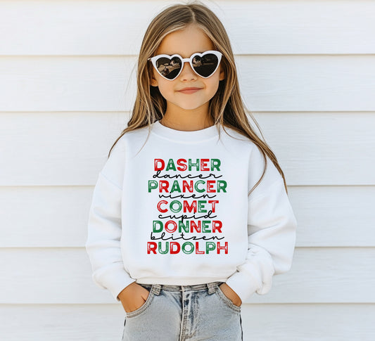 Reindeer Names - Youth Crew Sweatshirt