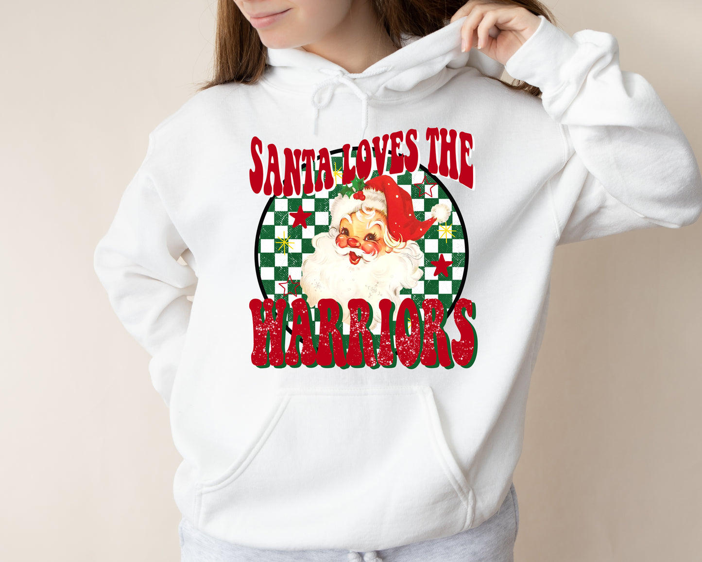 Santa Loves the Warriors - Adult Hoodie