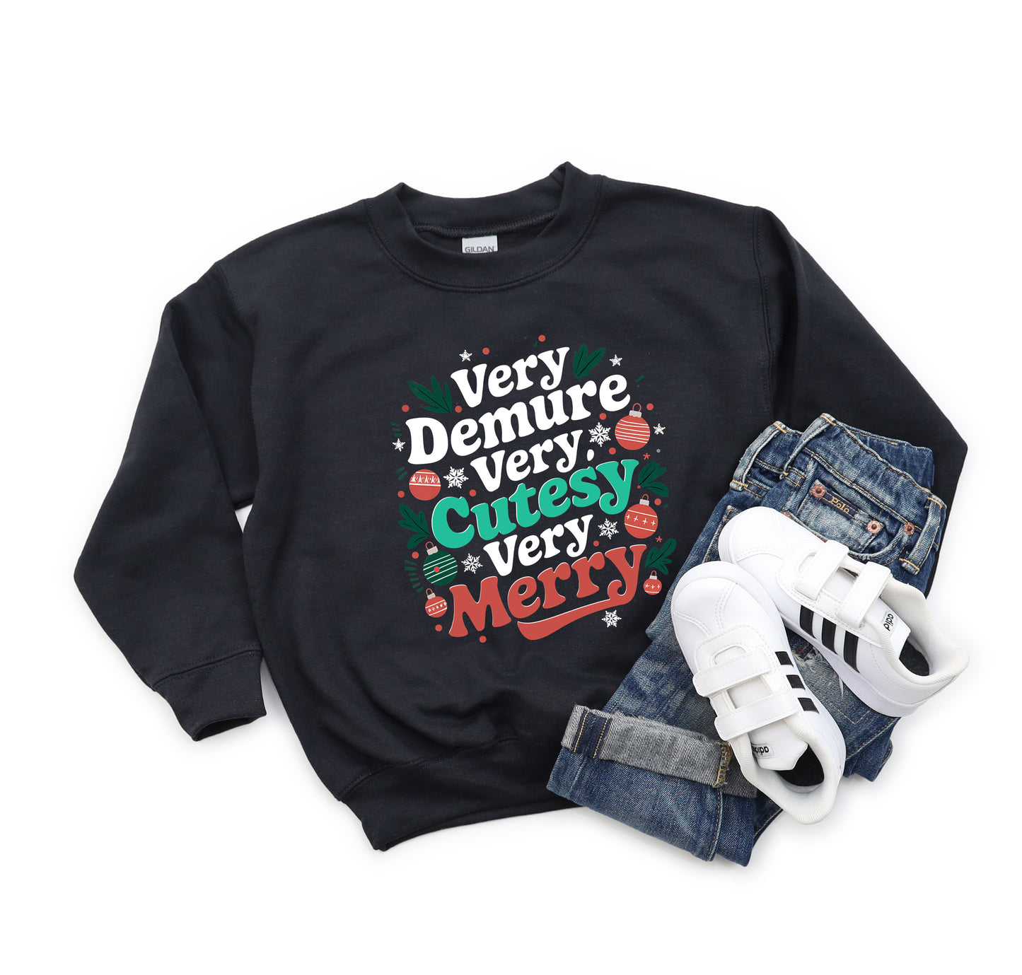 Very Demure, Very Cutesy, Very Merry - Youth Crew Sweatshirt