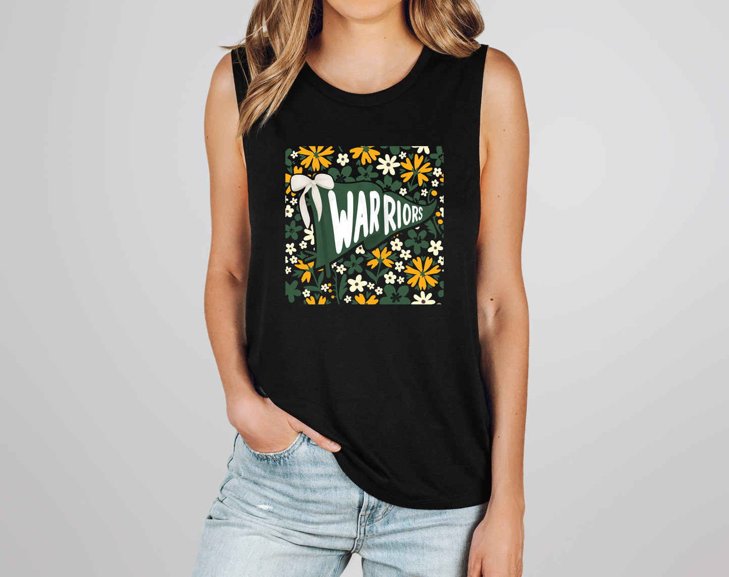Warrior Floral Flag - Muscle Tank