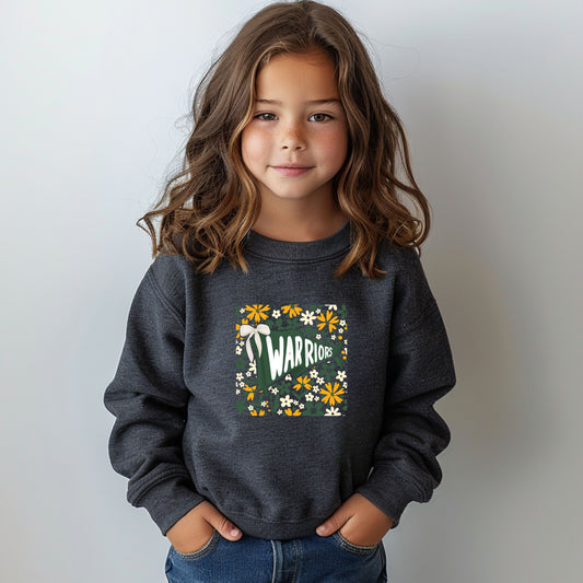 Warrior Floral Flag - Youth Crew Sweatshirt