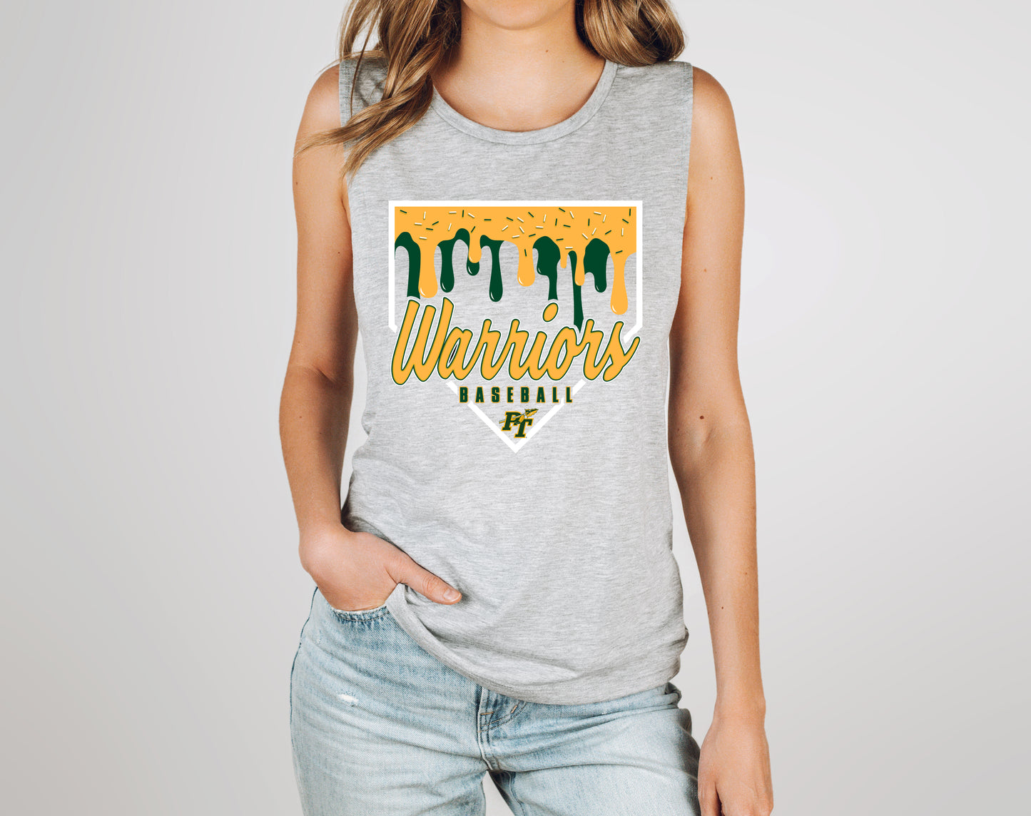 Warriors Baseball Ice Cream Drip Plate - Muscle Tank