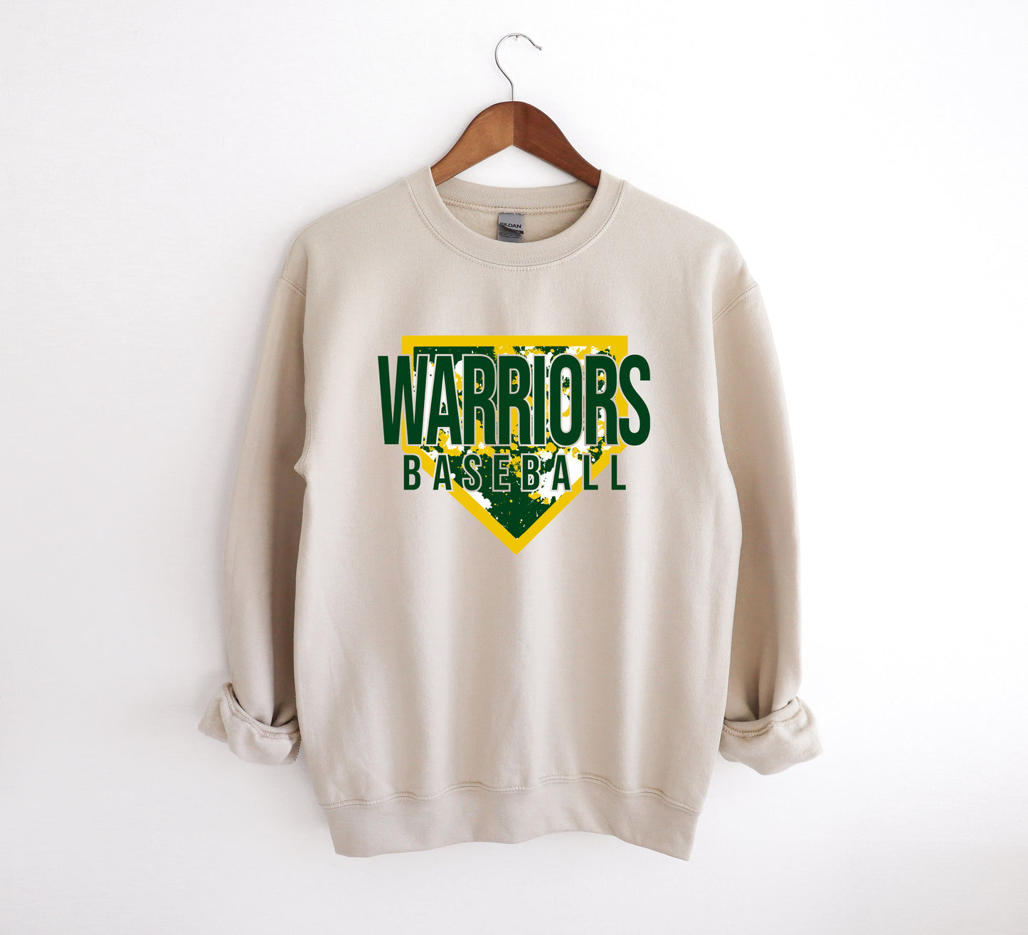 Warriors Softball Splatter Plate - Adult Crew Sweatshirt