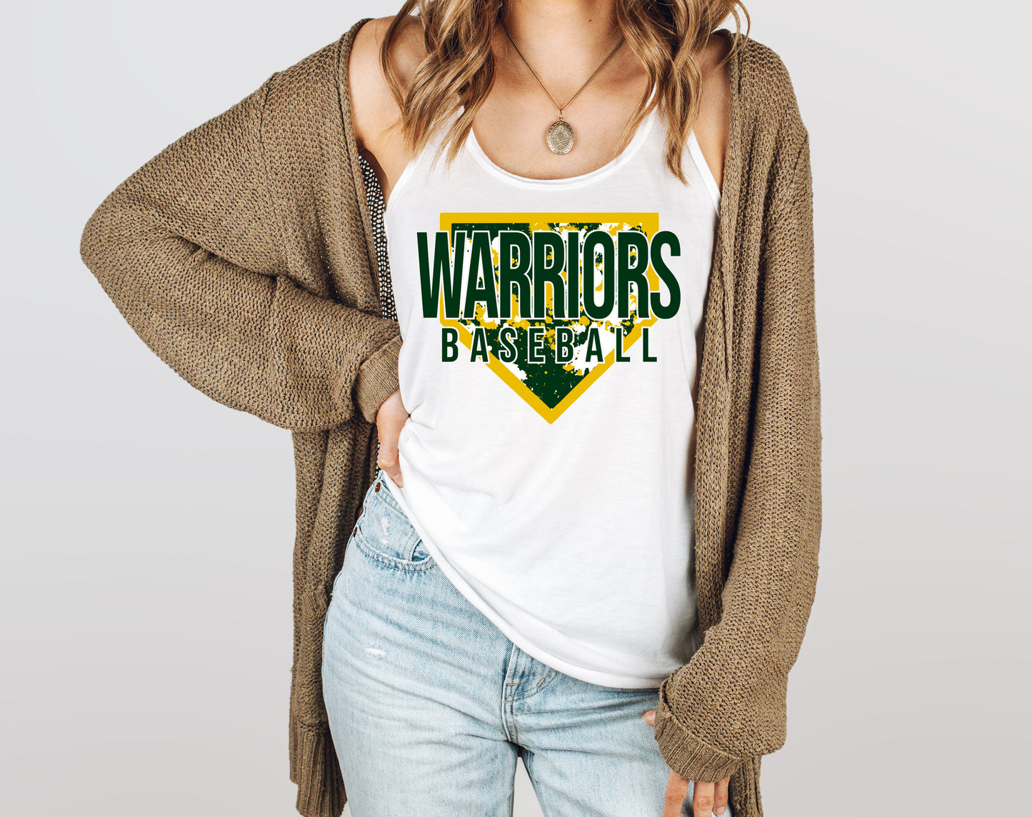 Warriors Baseball Splatter Plate - Flowy Tank