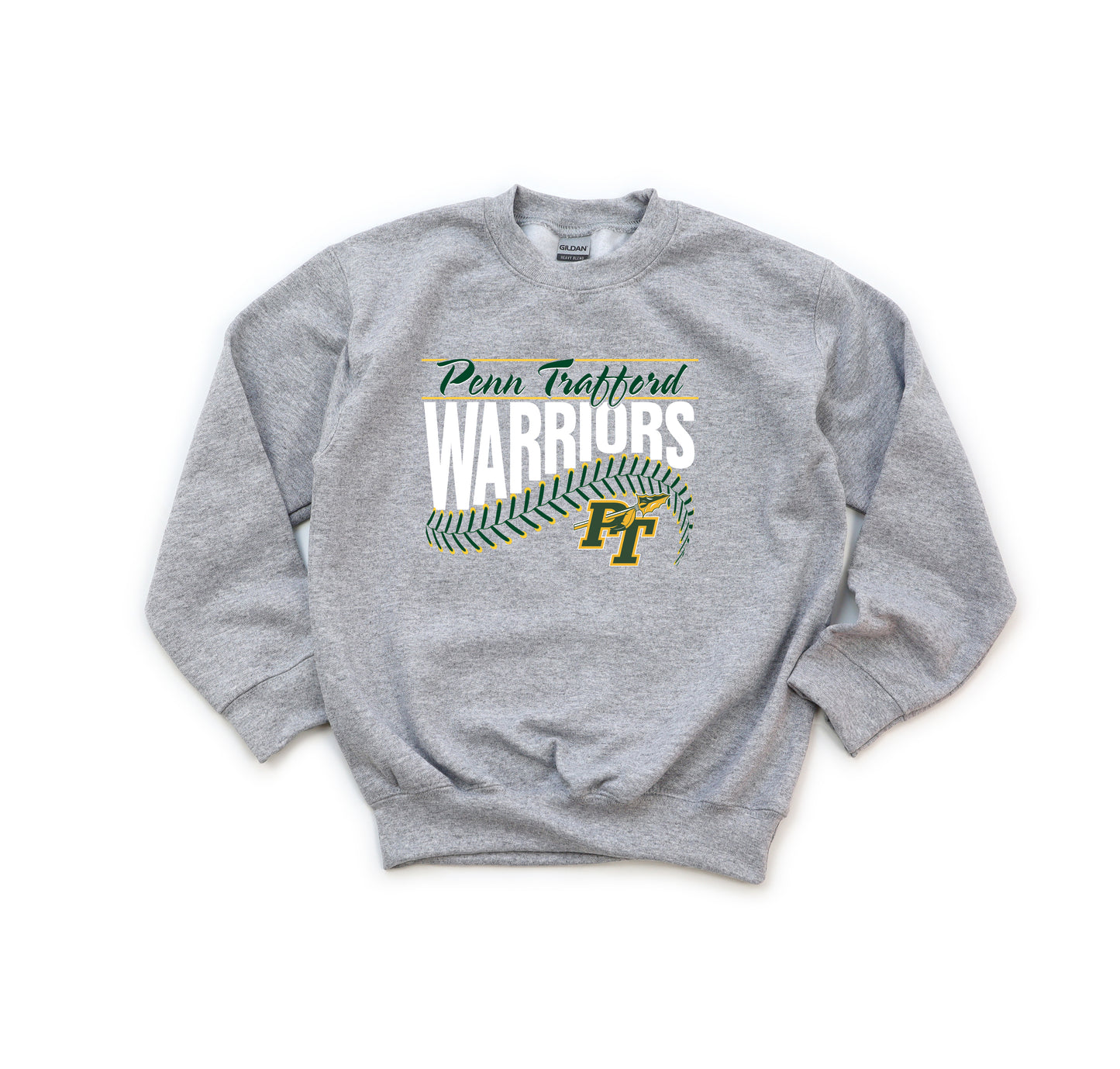 Warriors Baseball Stitch - Youth Crew Sweatshirt