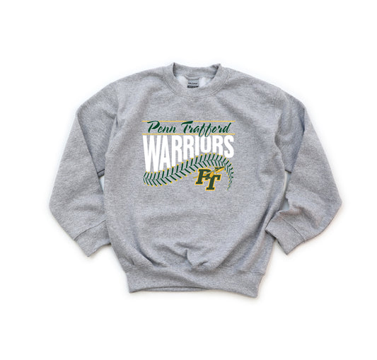 Warriors Baseball Stitch - Youth Crew Sweatshirt