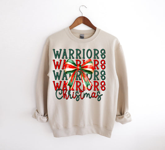 Warriors Christmas Coquette Bow - Adult Crew Sweatshirt