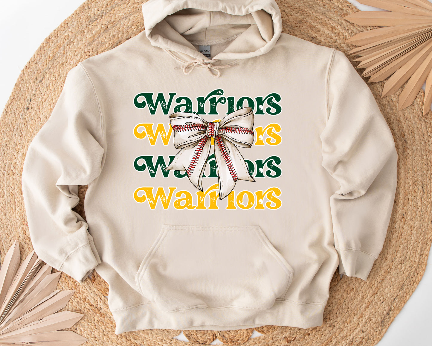 Warriors Coquette Baseball Bow - Adult Hoodie