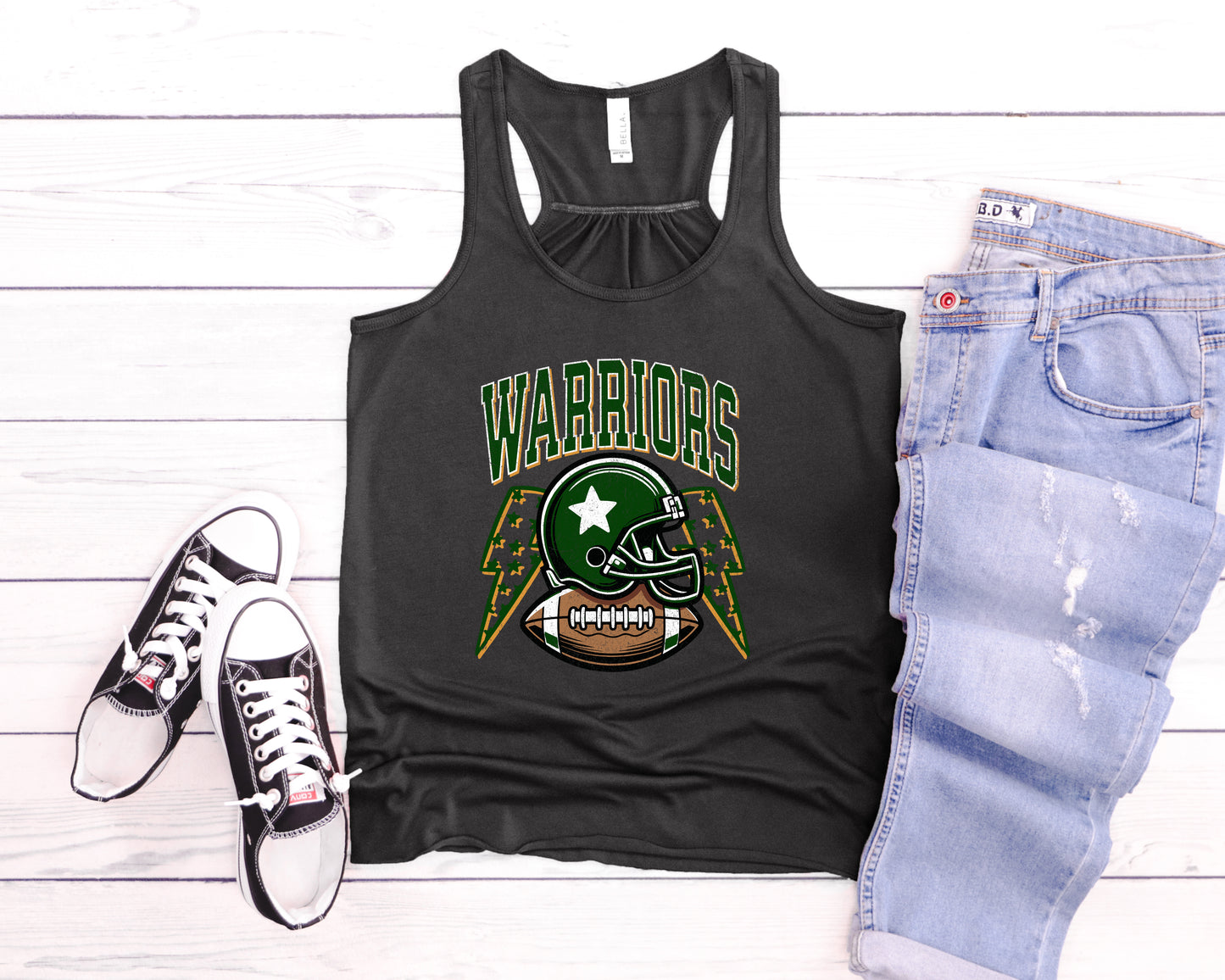 Warriors Football Retro Distressed - Flowy Tank