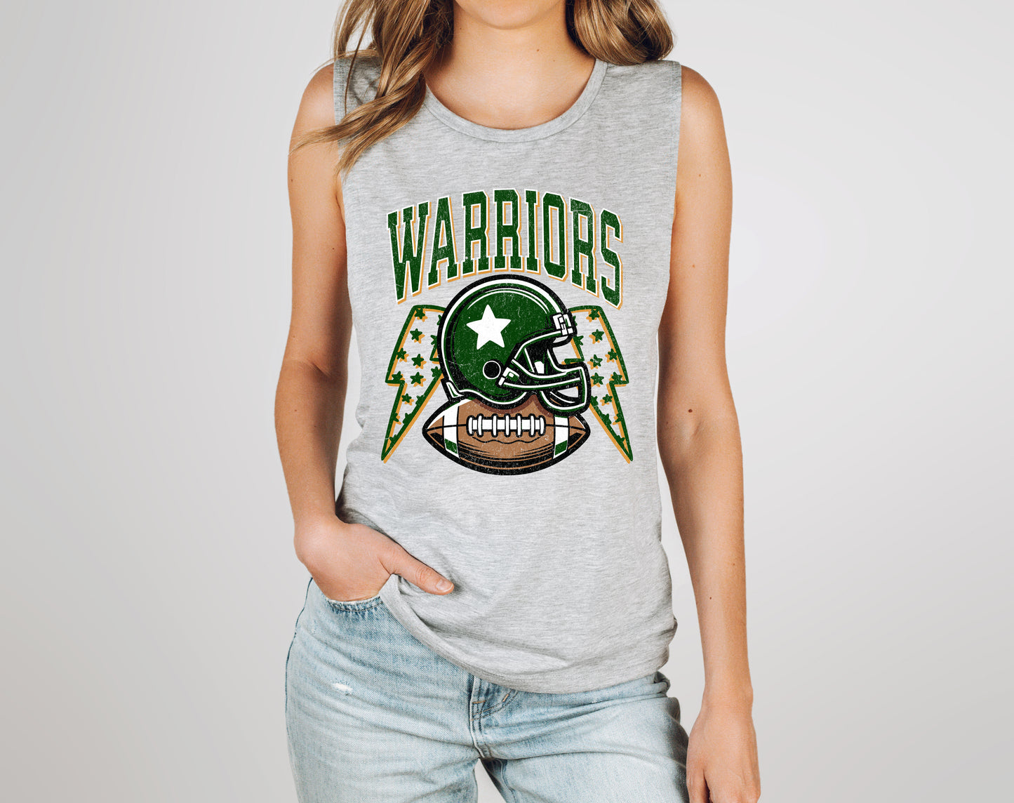 Warriors Football Retro Distressed - Muscle Tank
