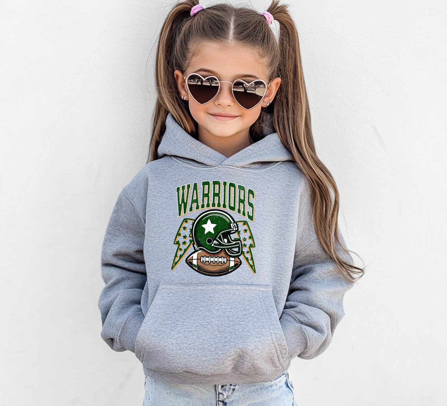 Warriors Football Retro Distressed - Youth Hoodie