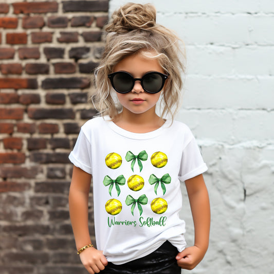Warriors Softball Coquette Bows - Toddler T-Shirt