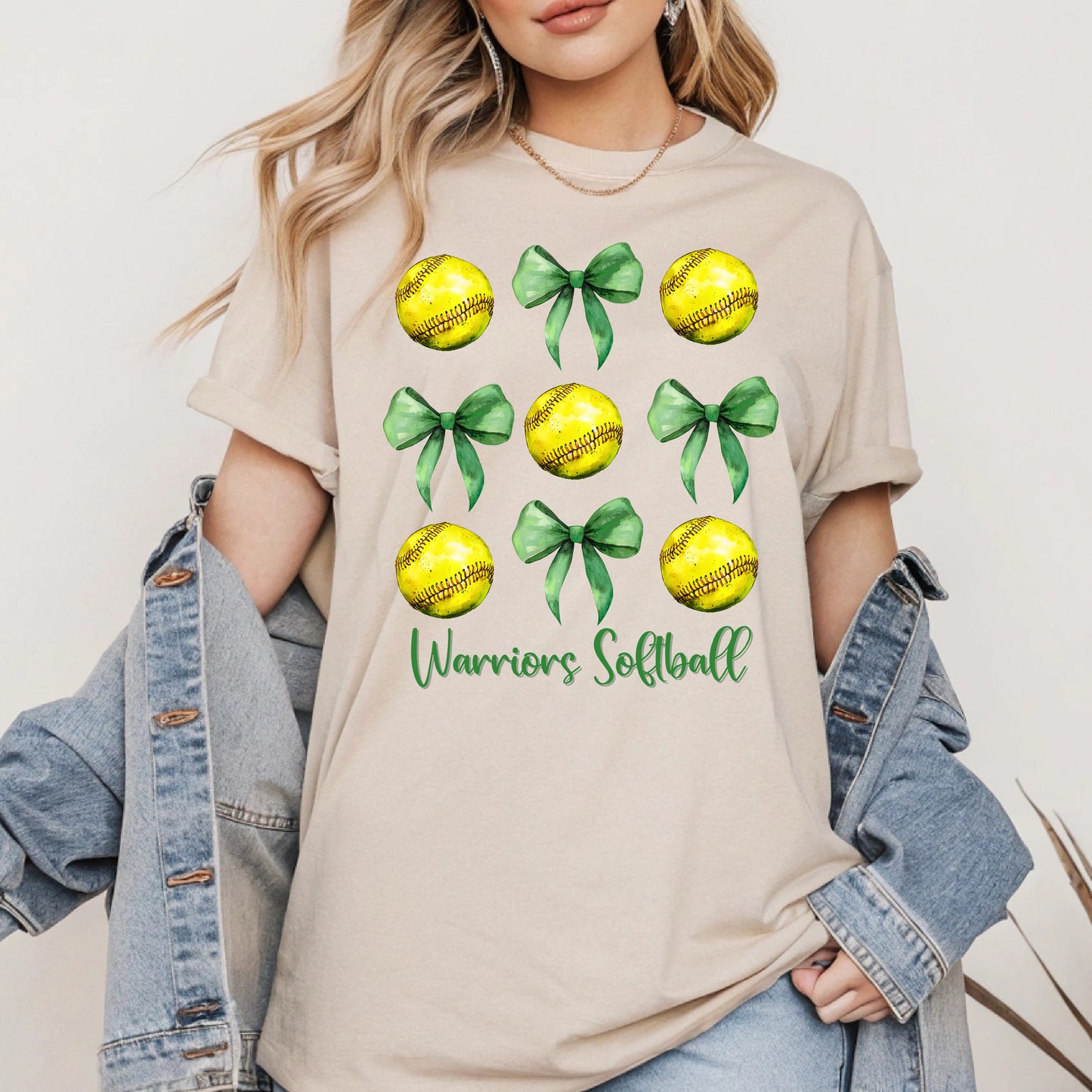 Warriors Softball Coquette Bow - Adult Unisex T-Shirt