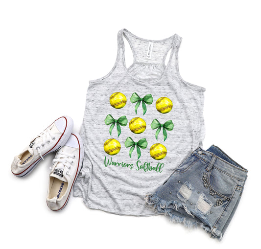 Warriors Softball Coquette Bow - Flowy Tank