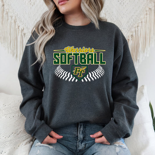 Warriors Softball Stitch - Adult Crew Sweatshirt