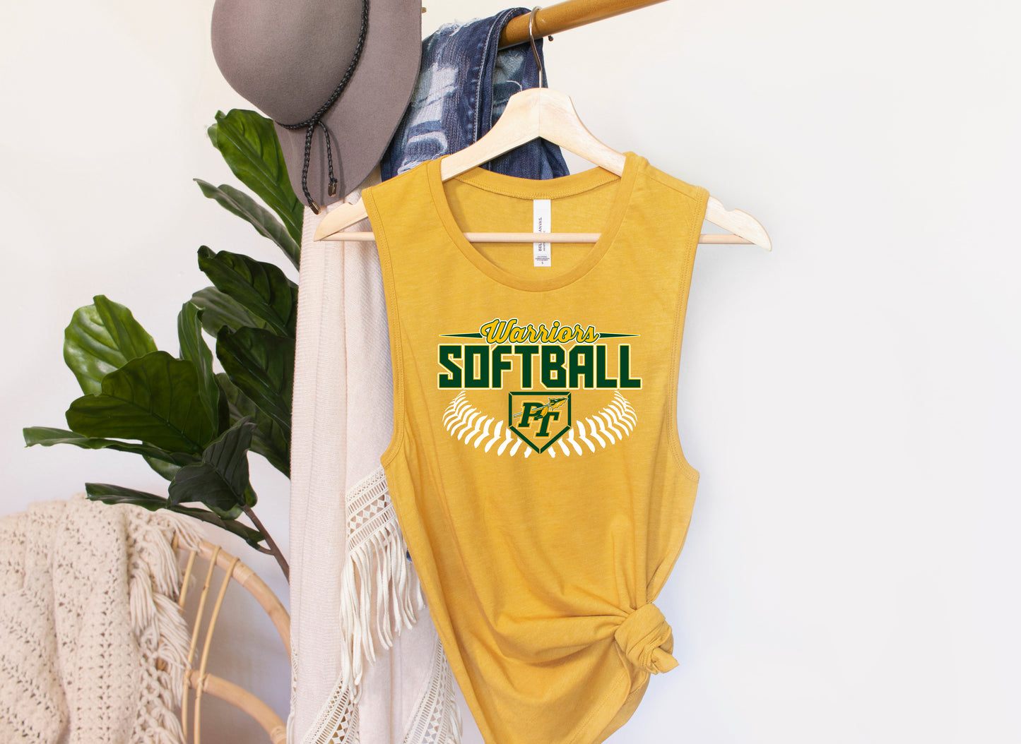 Warriors Softball Stitch - Muscle Tank