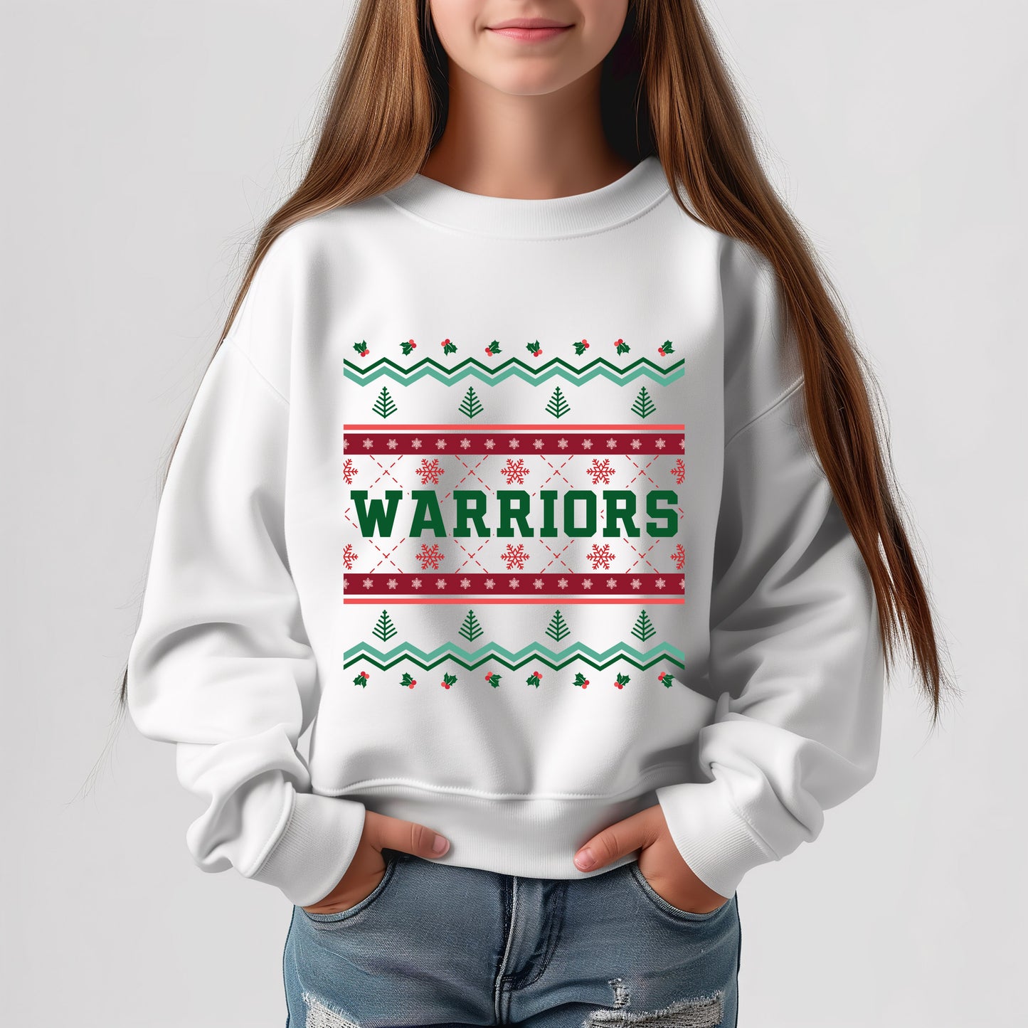 Warriors Ugly Sweater - Youth Crew Sweatshirt